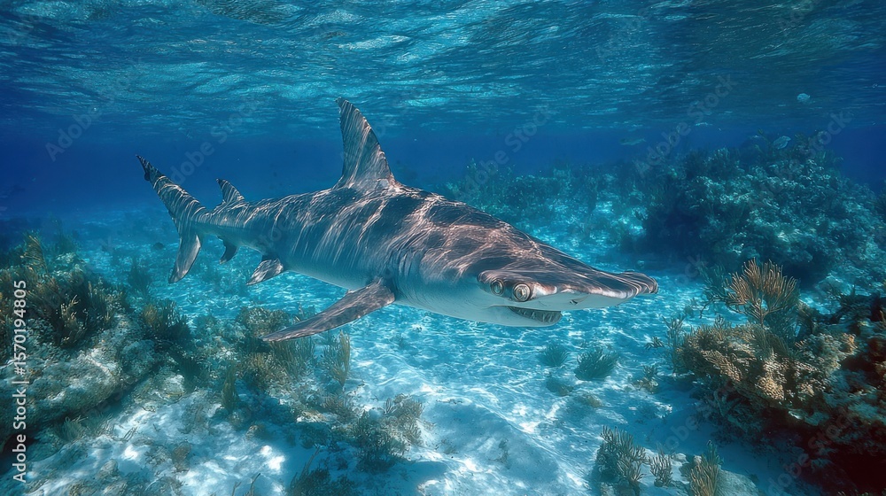Fototapeta premium Shark in coral reef underwater
