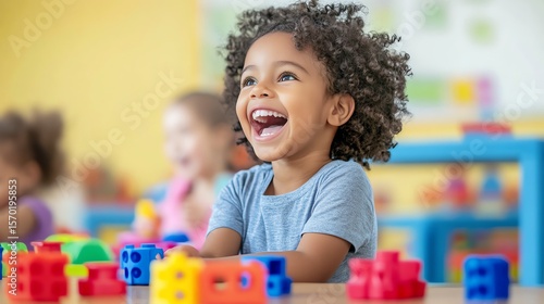 little girl playing with blocks
