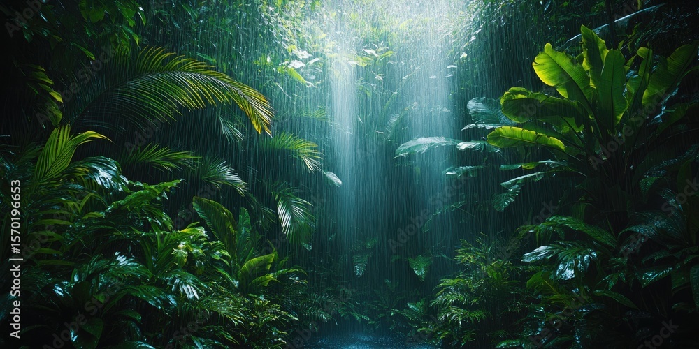 Fototapeta premium Rainforest foliage under tropical canopy