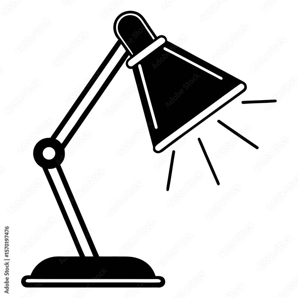 Obraz premium Black desk lamp shining light rays illumination study