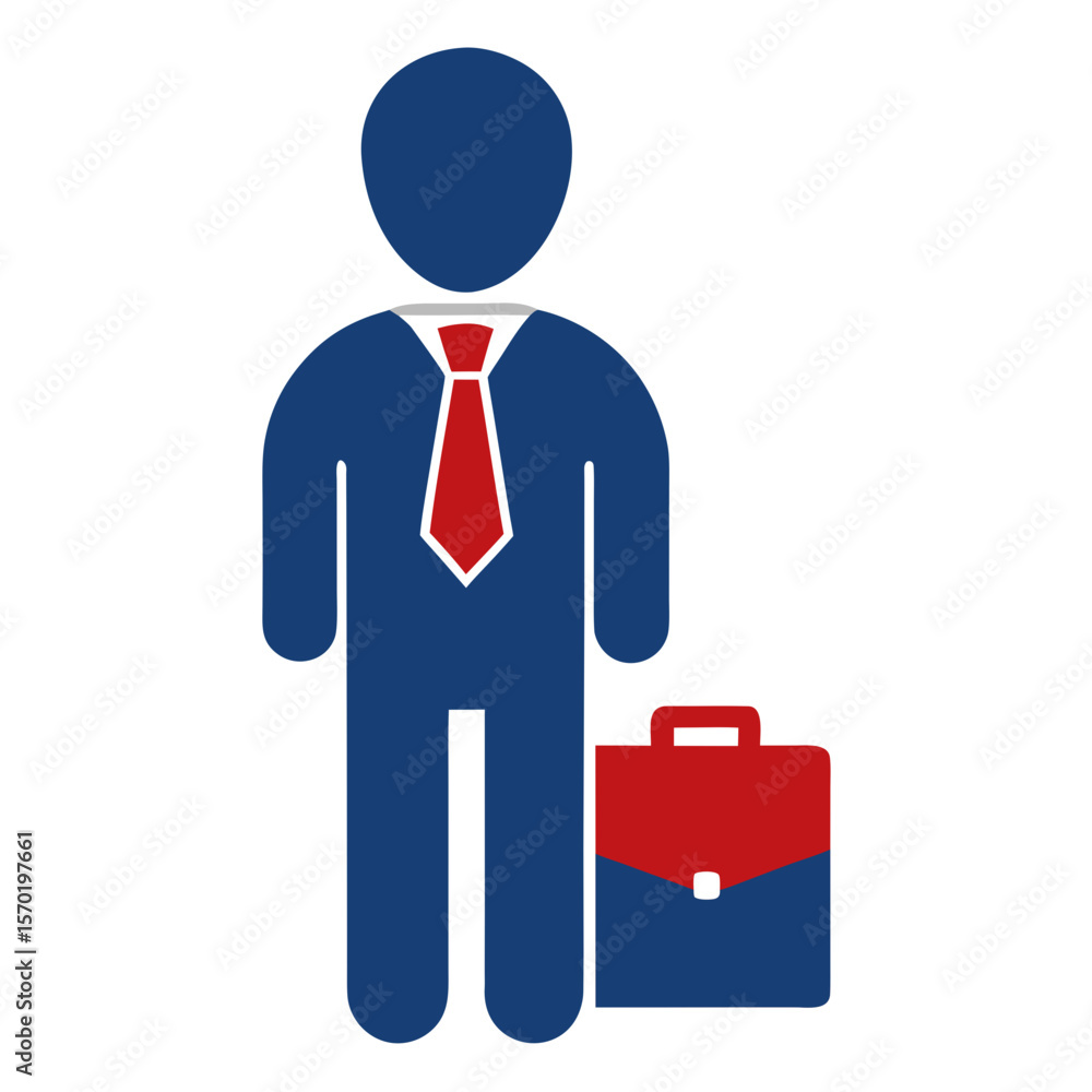 Blue man red tie briefcase person business Blue man red tie briefcase person business