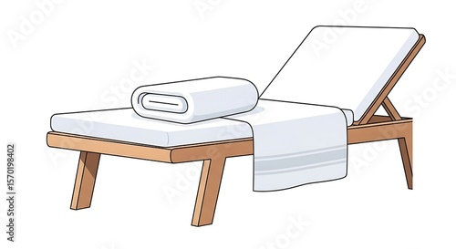 Folded Towel on Lounger Vector – Poolside Summer Relaxation Illustration


