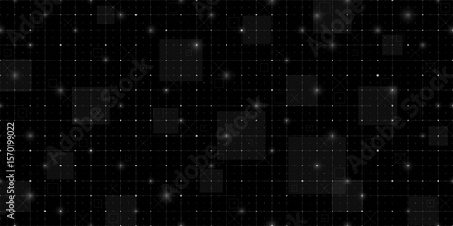 Futuristic HUD grid with digital wireframe lines and abstract mesh pattern. Black background with virtual blueprint interface. Ideal for sci fi games, AI dashboards or techno presentations. Eps design