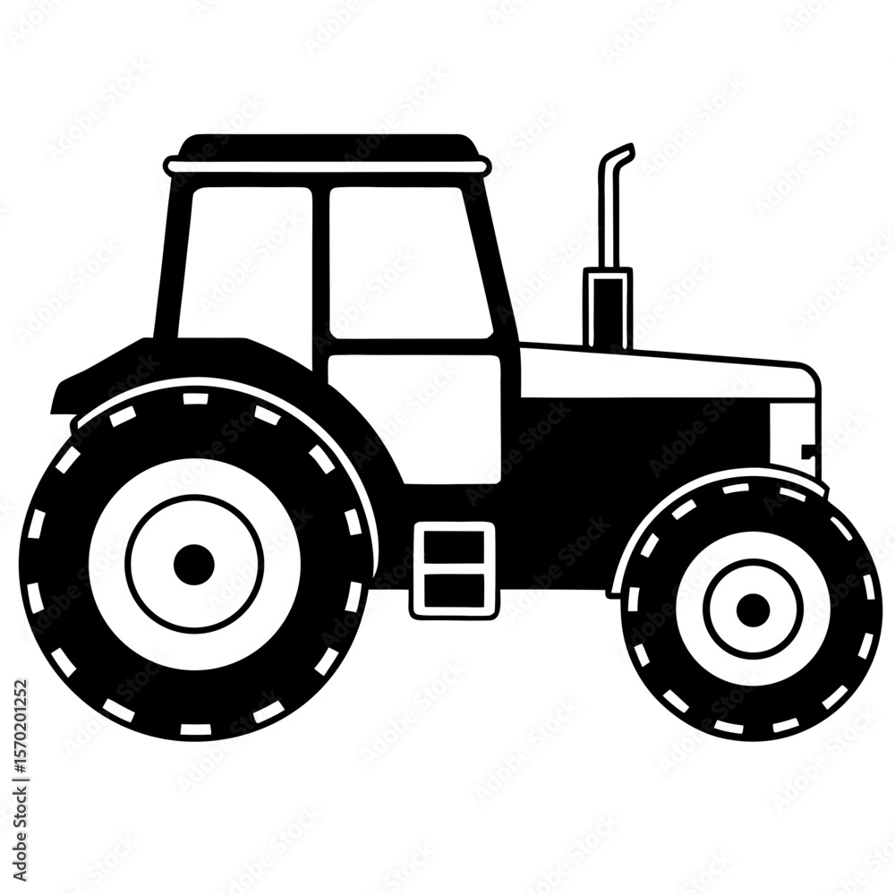 Obraz premium Black Tractor Silhouette farm vehicle