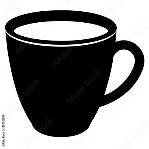 Black coffee cup with white liquid drink