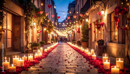 Wallpaper Mural Romantic Lit Candles Red Petals Adorned City Street Torontodigital.ca