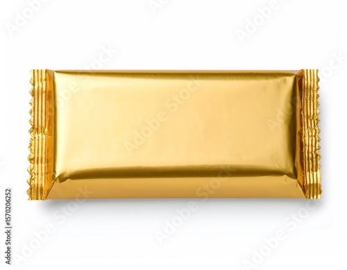 Gold Foil Wrapped Candy Bar Isolated on White