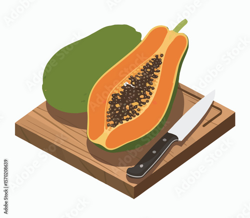 Vector illustration of a fresh papaya.