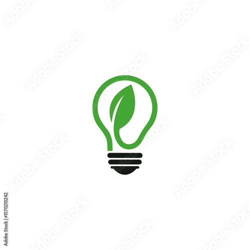 Eco light bulb logo icon flat vector design