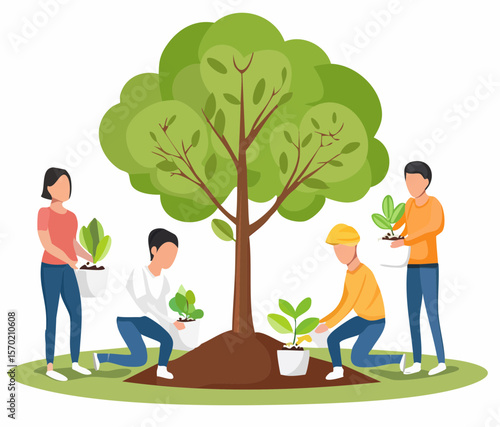 Earth day- people planting trees 