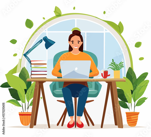 Remote worker using AI for productivity — peaceful and efficient setup