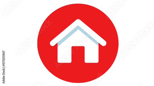 Home icon in flat design style on red background  