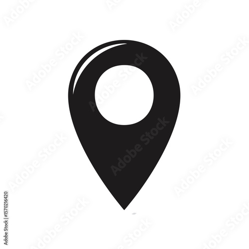 Map Pointer Icon in Gray on Black Background, Navigation Marker Vector Symbol for Location and Direction