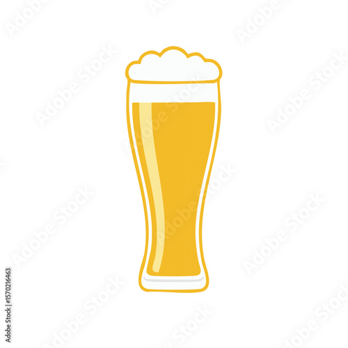 Isolated beer glass full of light yellow ale with foam on a black background for easy design use