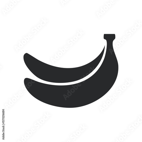 Two bananas in a black silhouette graphic illustration simple minimalist design and healthy tropical fruit snack theme