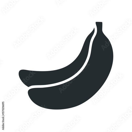 Stylized Two Bananas on Dark Background Single Graphic Element Tropical Fruit Healthy Vegetarian Diet Minimalist Modern