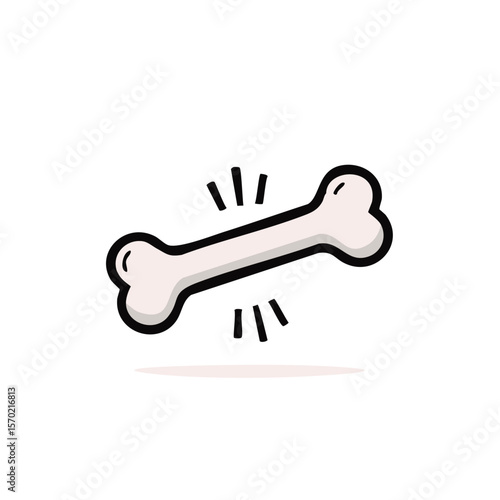 Cartoon dog bone icon on black background simple flat illustration treat chew toy animal food pet symbol fun reward design