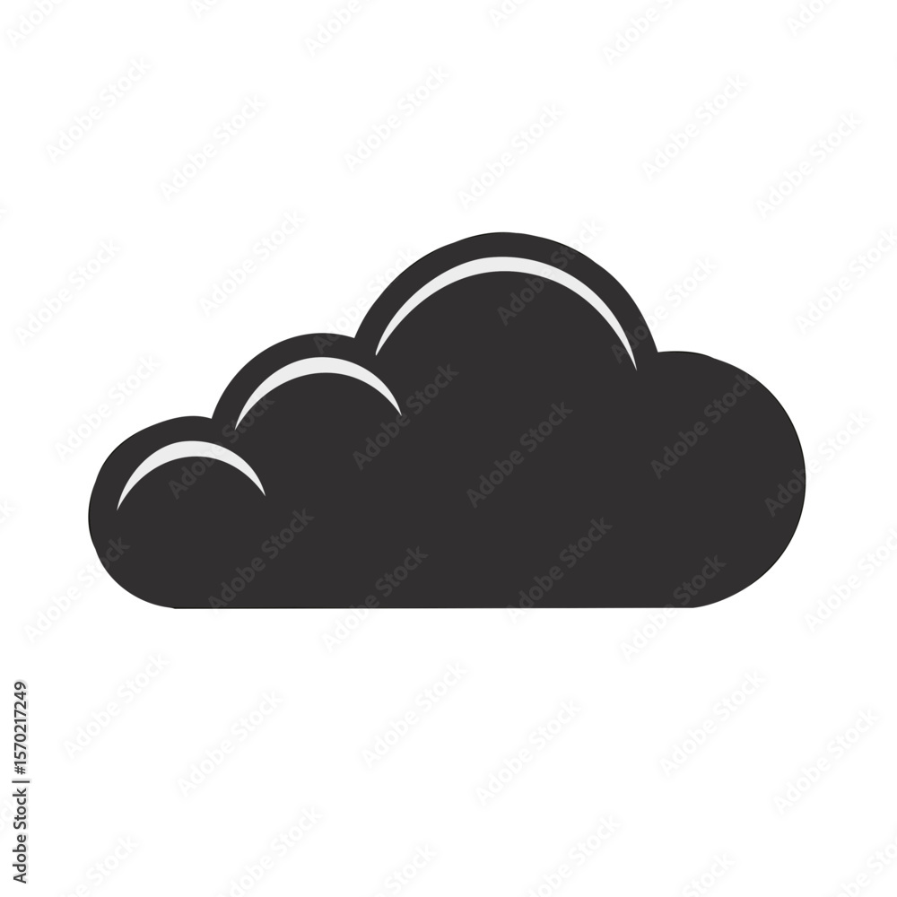 Stylized dark cloud illustration on a black background with white highlights Stylized dark cloud illustration on a black background with white highlights