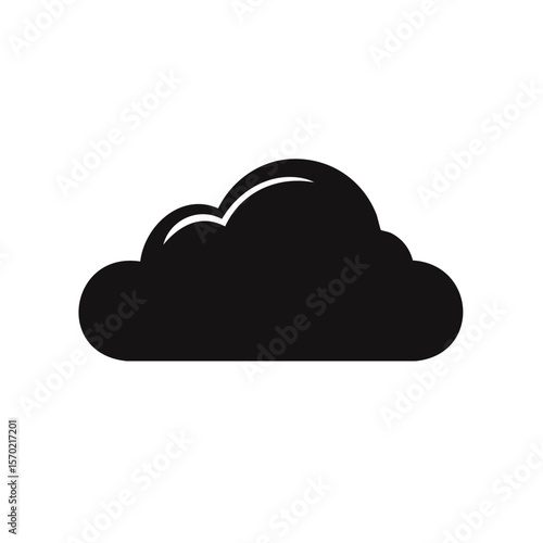 Isolated Black Cloud Shape on Dark Background Simple Weather or Technology Icon Design