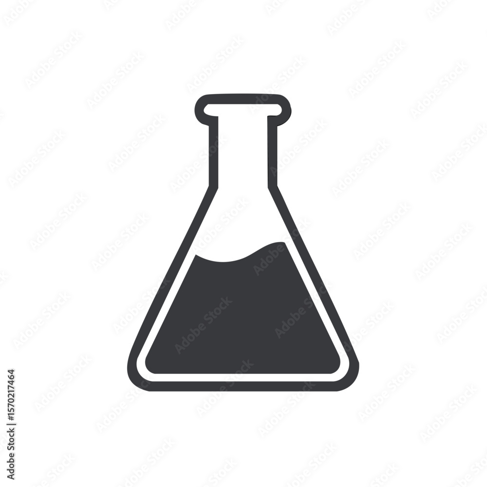 Erlenmeyer flask with dark liquid against a black background for chemistry or lab equipment concepts. Erlenmeyer flask with dark liquid against a black background for chemistry or lab equipment concepts.