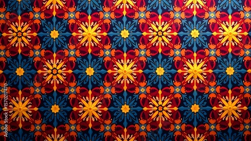 Colorful floral pattern on textured background creates lively ambiance in interior design space