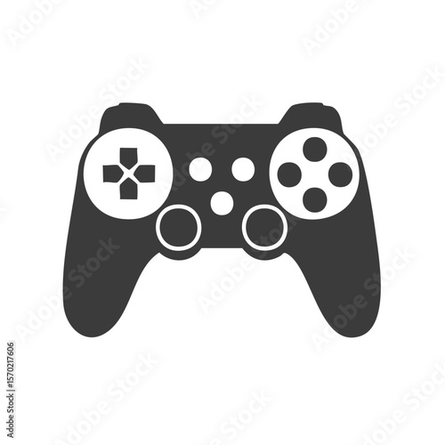 Isolated game controller for video games vector illustration on black background. Modern gamepad design for console and computer games.