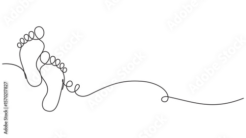 Continuous line drawing of feet, minimalist vector design for relaxation concepts