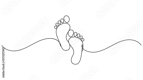 Minimalist continuous line drawing of footprints for design and decoration