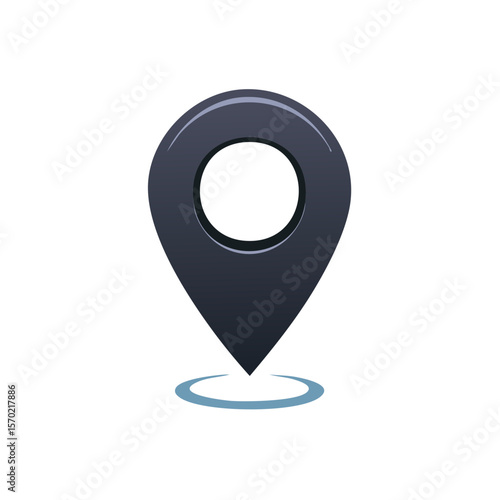 Dark gray map marker with a blue halo effect on a black background Location icon Point of interest concept Geo tag GPS locator sign