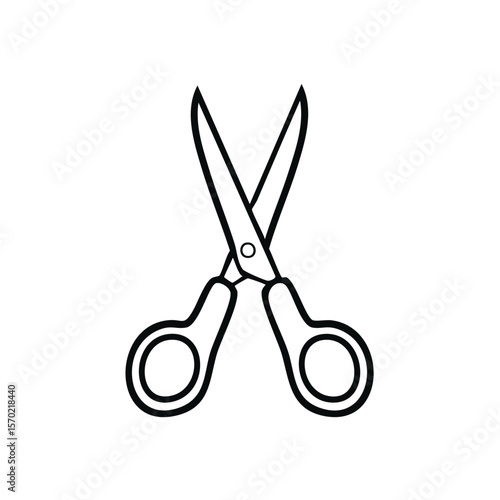 Minimalist scissors icon on black background featuring simple design for arts and crafts