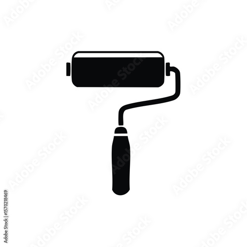 Painting tool icon - Wall paint roller symbol - DIY home improvement project