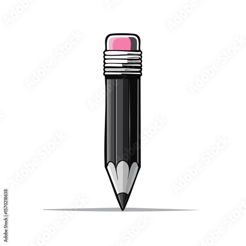 Illustration of a Gray Graphite Pencil Writing on a Black Background