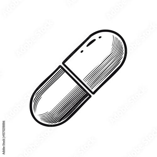 Medical capsule drawing single object dark background for healthcare concepts and pharmaceutical industry promotion or illustration of vitamin intake