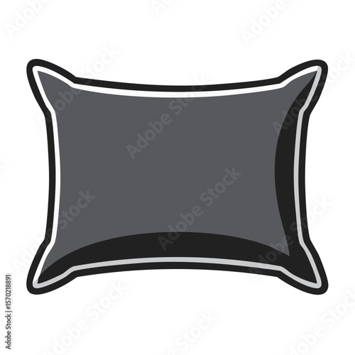 Gray comfortable pillow for sleep resting decoration home interior object isolated art vector clean cartoon cushion design on black