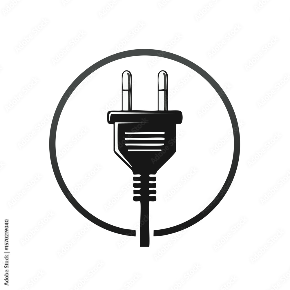 Electric Plug in a Circle Modern Graphic Icon Energy Connection Concept Electric Plug in a Circle Modern Graphic Icon Energy Connection Concept