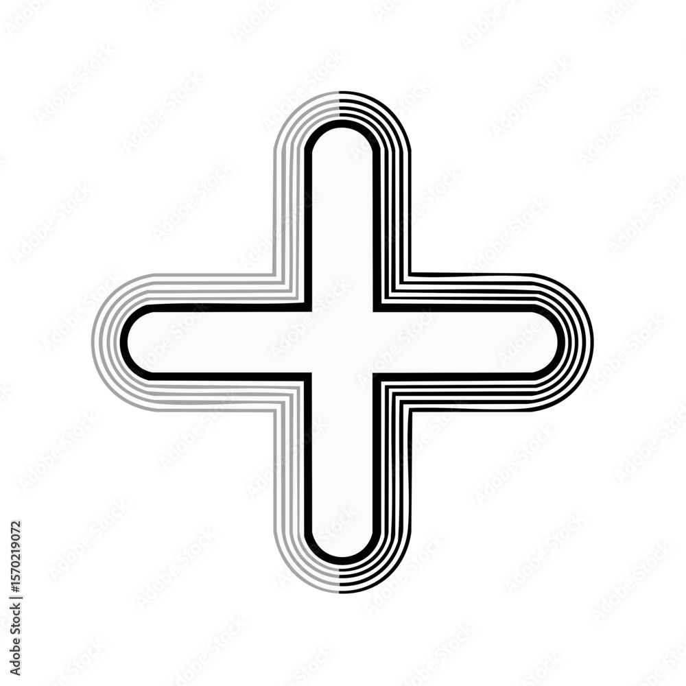 Obraz premium Retro Medical Cross Symbol Design Element in White with Black Background