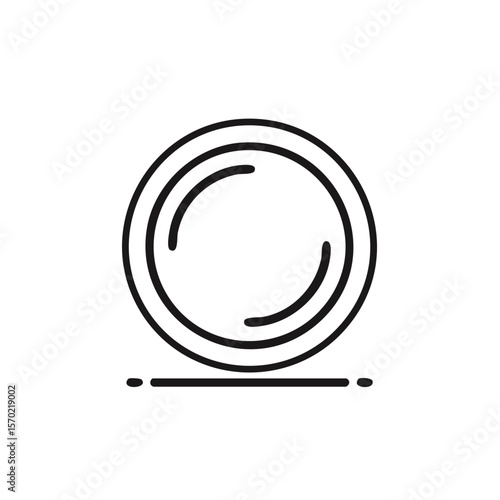 Minimalist icon of a record player, black and white, single line art for music, record, and vinyl enjoyment