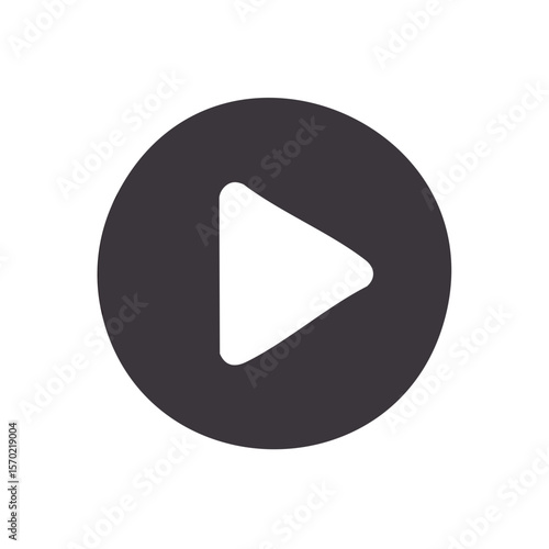 Play button for streaming online media or watching videos and listening to music on digital devices flat design gray illustration