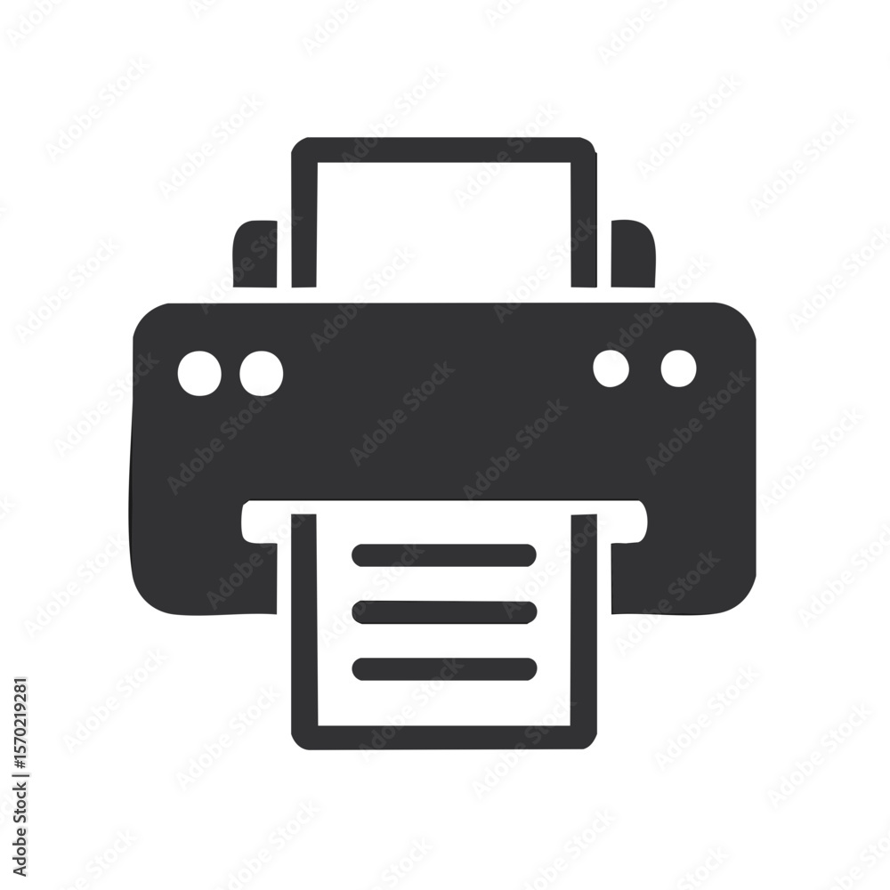 Printer Icon Printing Document Black Silhouette Office Equipment Minimal Design Printer Icon Printing Document Black Silhouette Office Equipment Minimal Design