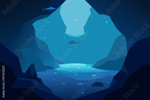 Enigmatic Underwater Cave Exploring the Depths of a Submerged Grotto