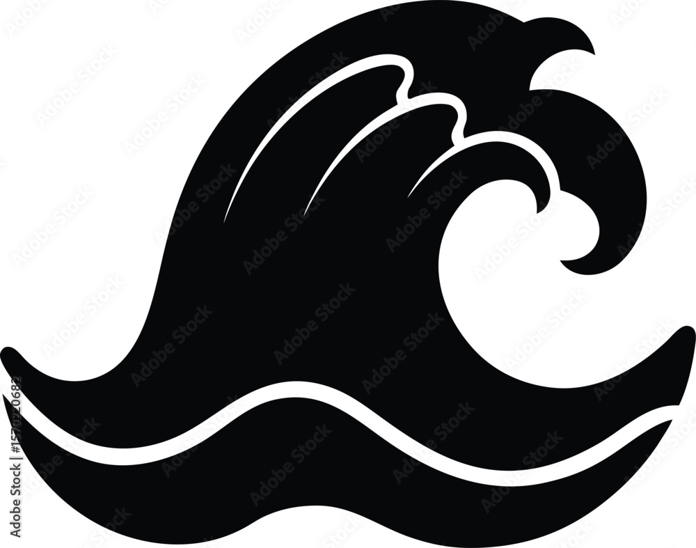 Naklejka premium ocean wave icon vector silhouette on transparent background