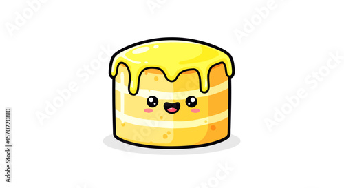 Adorable Yellow Cartoon Cake with Creamy Icing Sweet Dessert