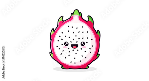 Adorable Cartoon Dragon Fruit Illustration