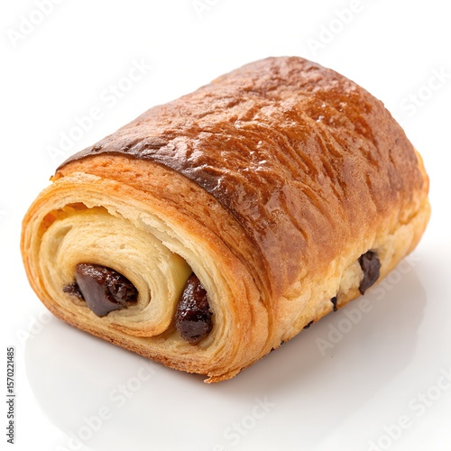 Classic French Pain au Chocolat Isolated on White – Ultra HD Pastry Photo for Menus and Ads