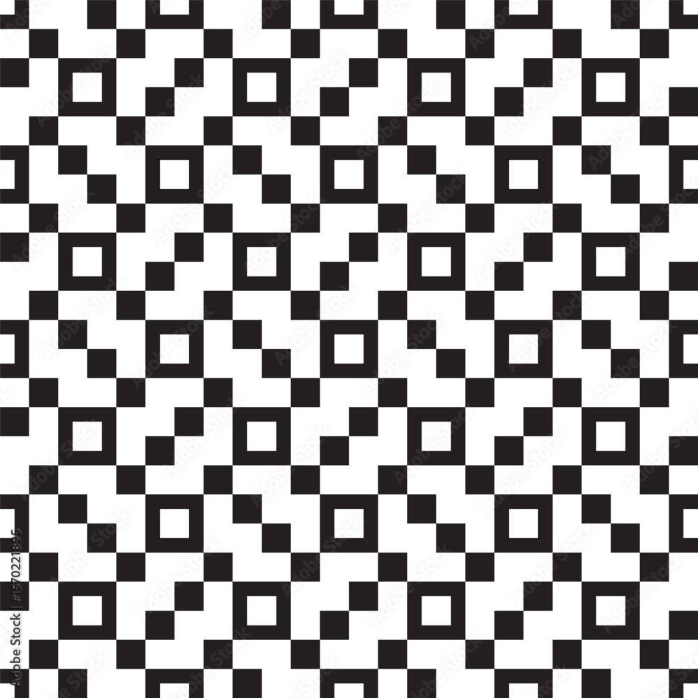 Fototapeta premium Geometric Monochrome Pixelated Square Box Seamless Repeating Pattern Background