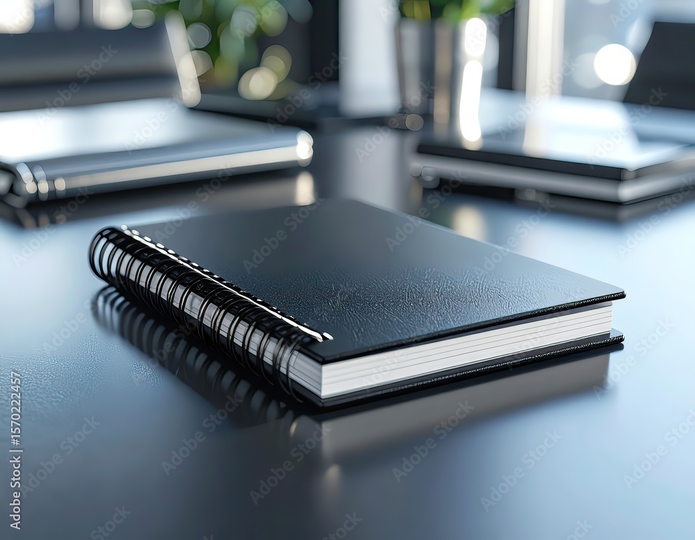 Black Spiral Notebook on Office Desk for Business Use Black Spiral Notebook on Office Desk for Business Use