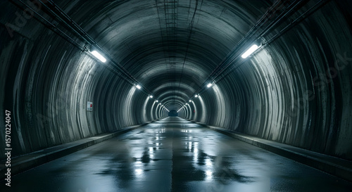 Illuminated Tunnel Vision With Wet Surface And Circular Shape Design