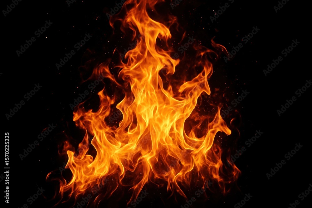 Fototapeta premium Dynamic Fire Elements: Bright Flames with Intense Energy and Dramatic Visual Impact
