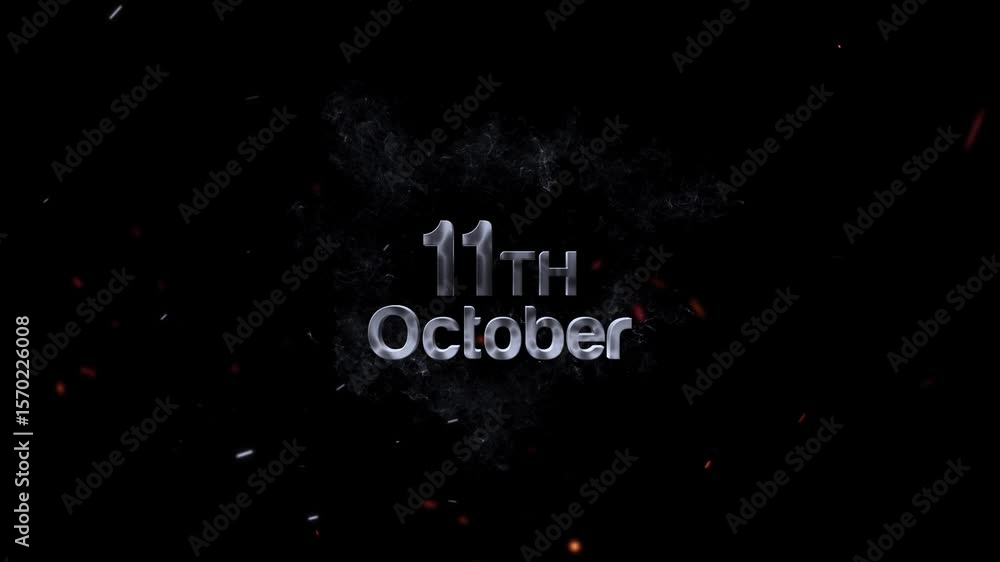 11th October text made of smoke and sparks on black background
11th October text made of smoke and sparks on black background