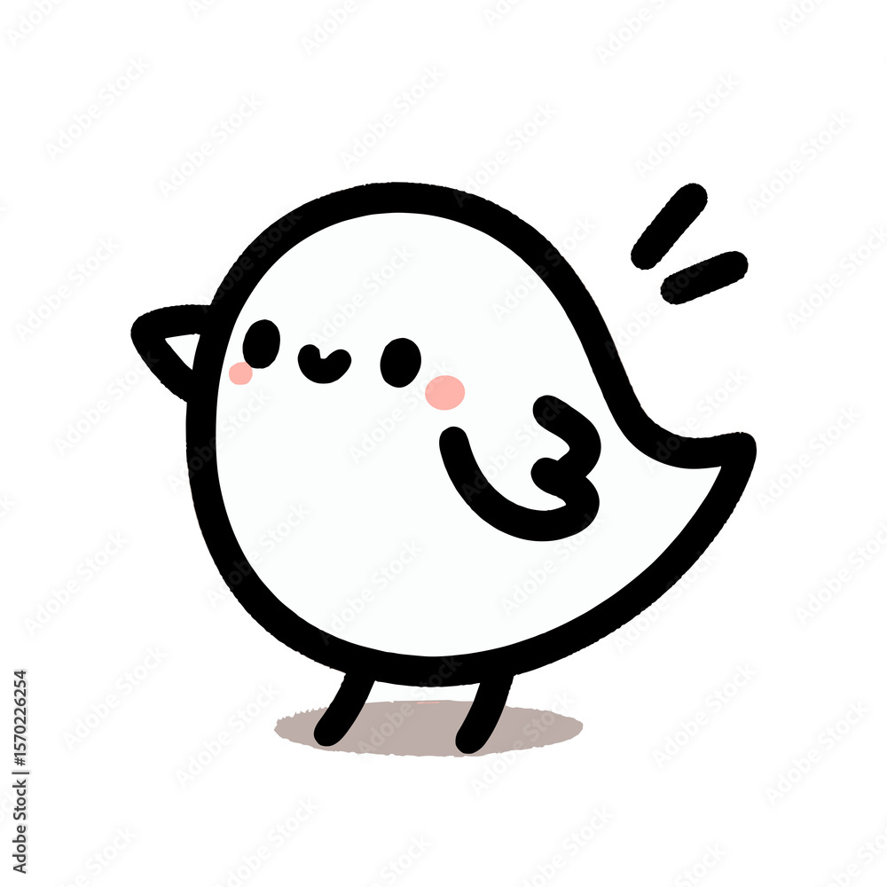 Cute cartoon ghost character waving with smiling face Cute cartoon ghost character waving with smiling face